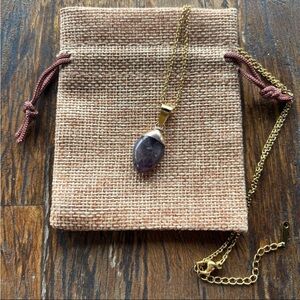 Genuine Amethyst Pendant Amethyst Necklace Minimalist Oval Necklace